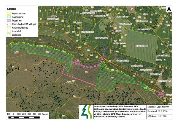 Alam-Pedja looduskaitse ala Soosaare SKV jääksoo ja see servalade taastamise asendiplaan