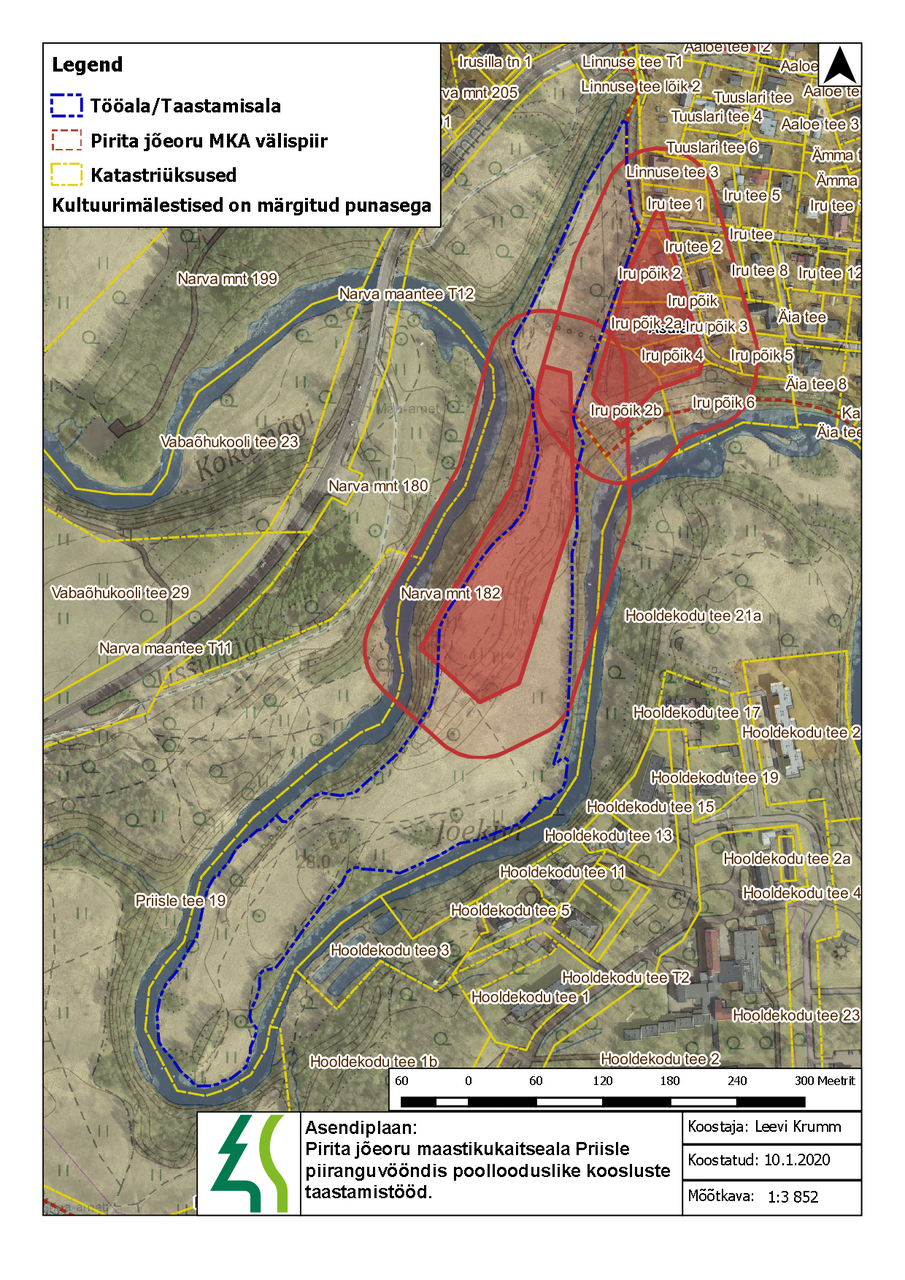 Asendiplaan: Pirita jõeoru maastikukaitseala Priisle piiranguvööndis poollooduslike koosluste taastamistööd